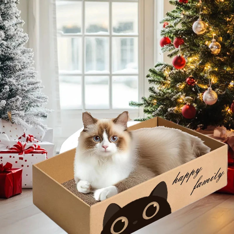 Griffoir chat en carton confortable avec espace de repos