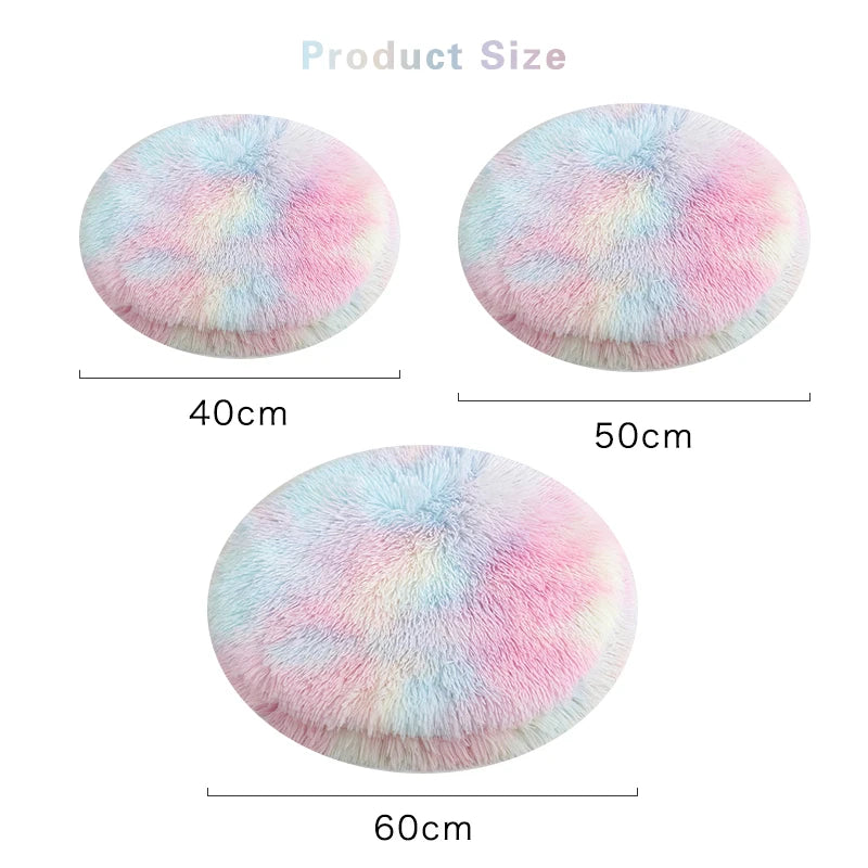 Tapis rond pour chat en peluche doux et moelleux