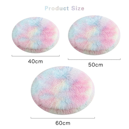 Tapis rond pour chat en peluche doux et moelleux