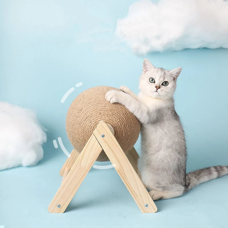 Griffoir chat stable avec balle en sisal pour faire ses griffes