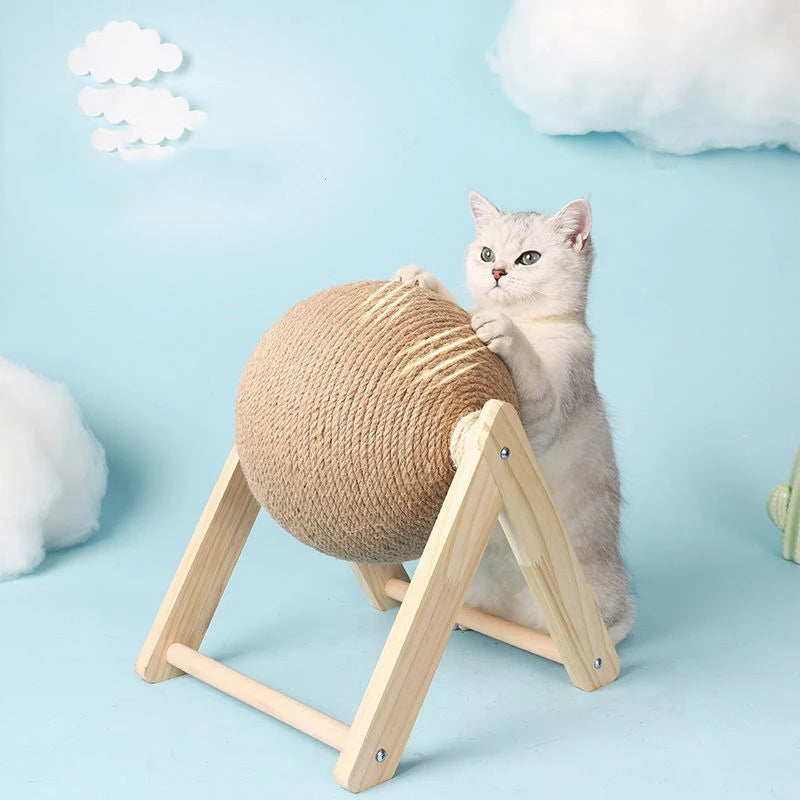 Griffoir chat stable avec balle en sisal pour faire ses griffes