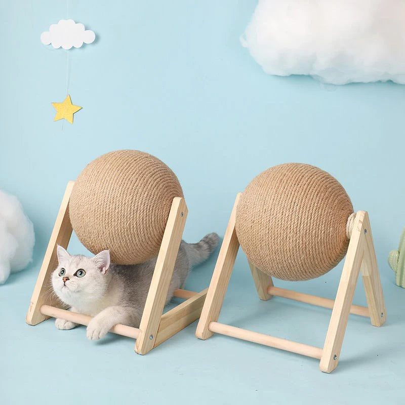 Griffoir chat stable avec balle en sisal pour faire ses griffes