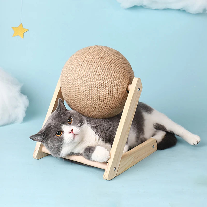 Griffoir chat stable avec balle en sisal pour faire ses griffes