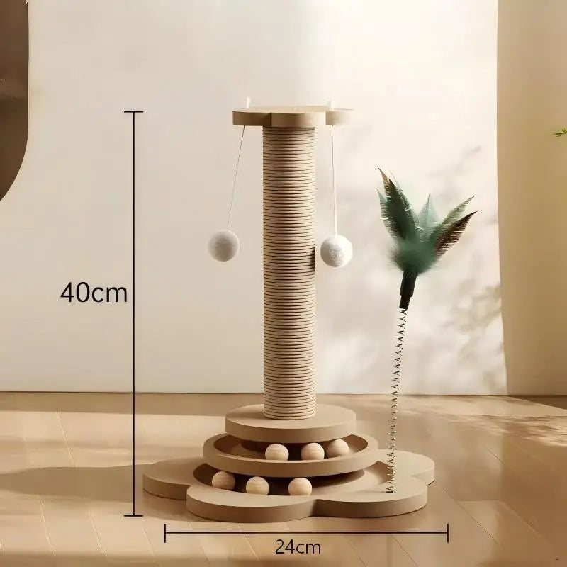 Griffoir pour chat Protect en bois et sisal avec jouets