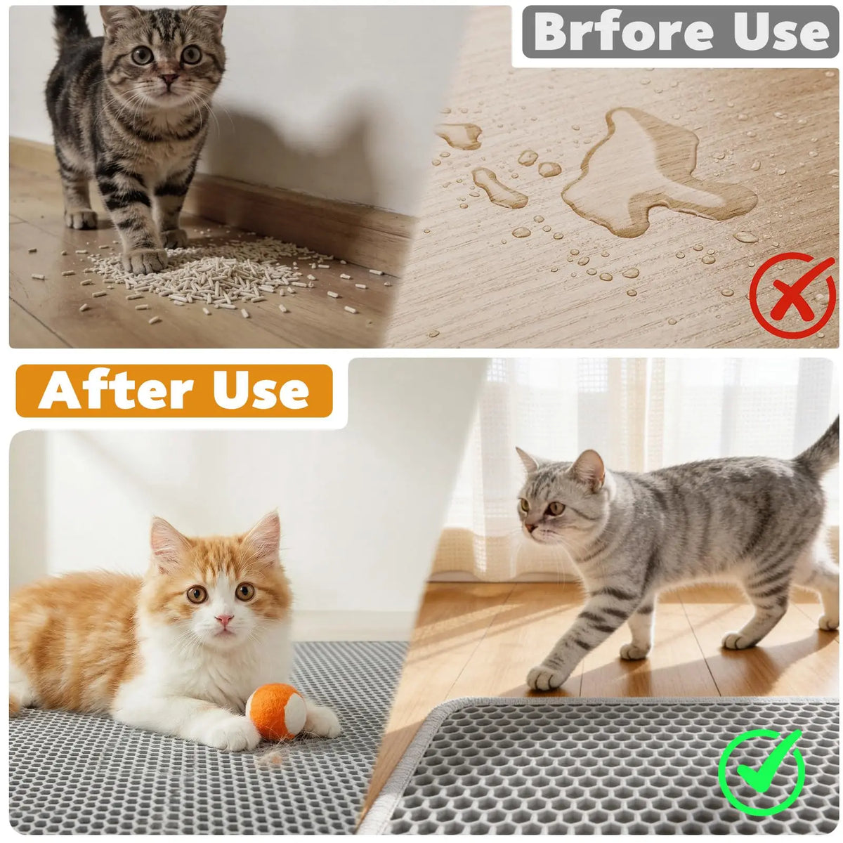 Tapis de litière pour chat anti-dispersion à double couche