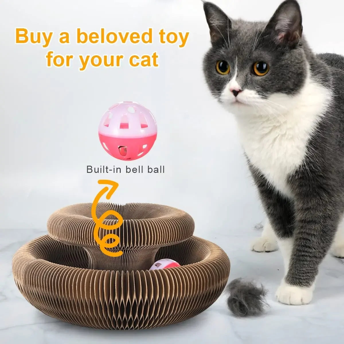 Griffoir chat multi-niveaux stable en carton ondulé avec jouet
