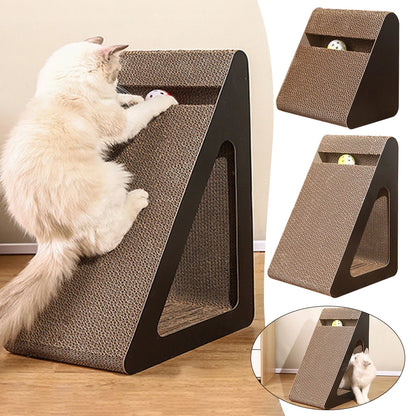 Griffoir chat ergonomique en carton avec jouets intégrés