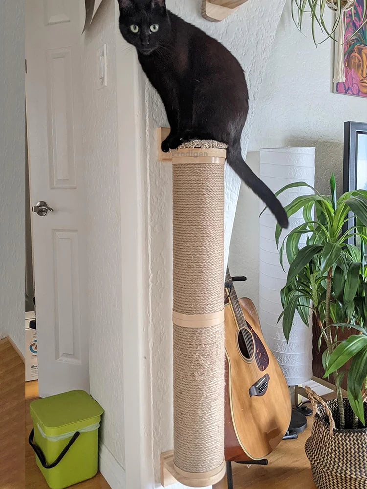 Griffoir chat mural en sisal et bois pour protéger les meubles