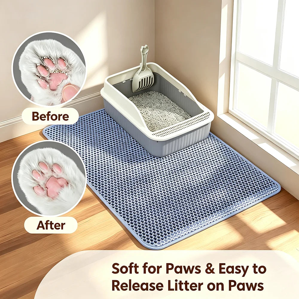 Tapis de litière pour chat anti-dispersion à double couche
