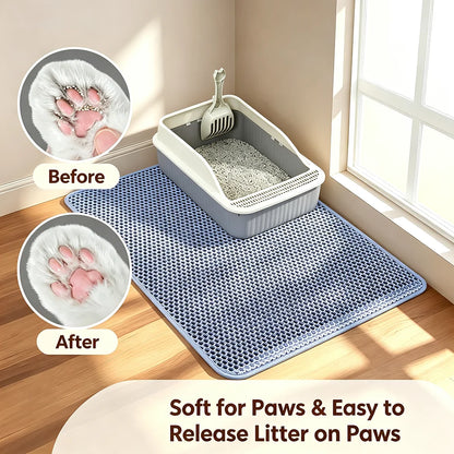 Tapis de litière pour chat anti-dispersion à double couche