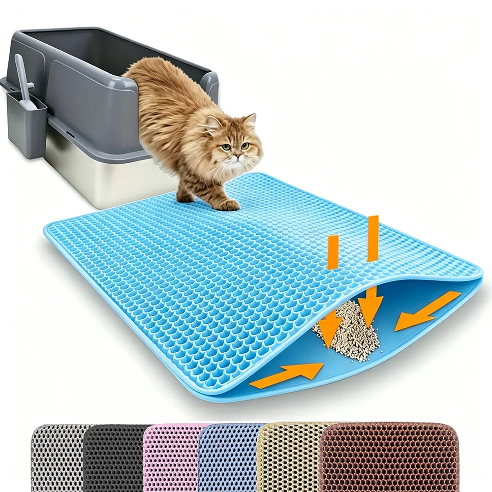 Tapis de litière pour chat anti-dispersion à double couche