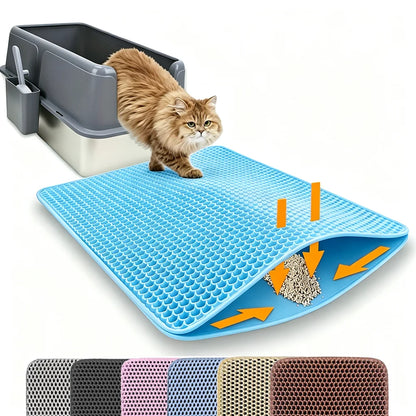 Tapis de litière pour chat anti-dispersion à double couche