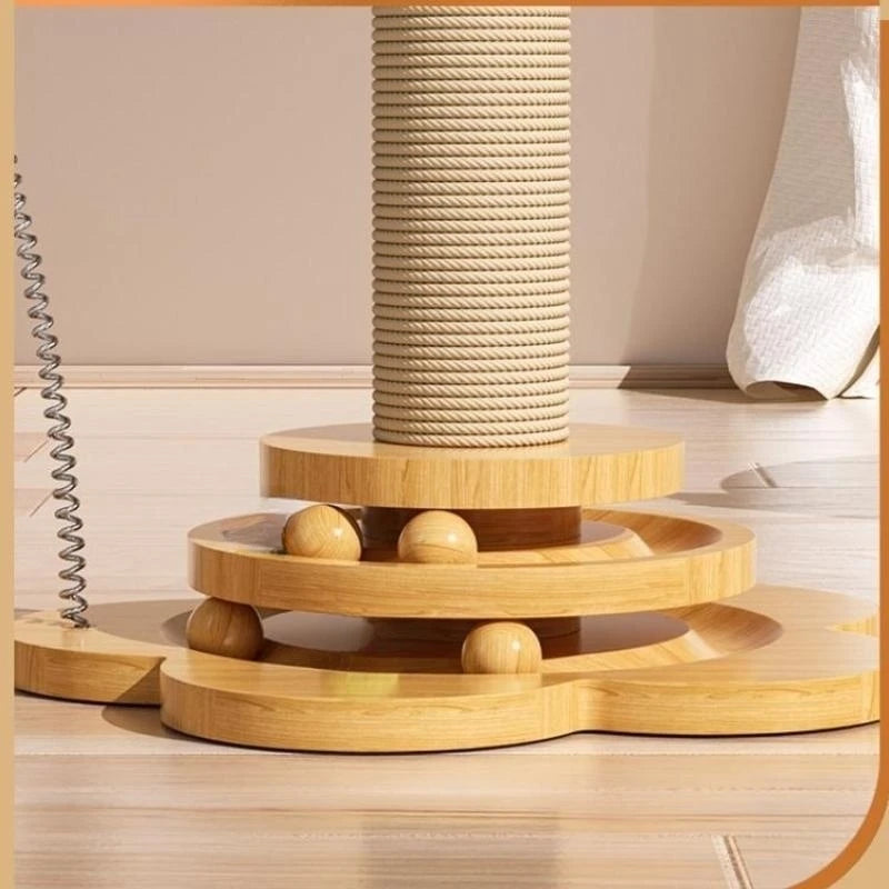 Griffoir chat Stabo en bois et sisal avec jouets