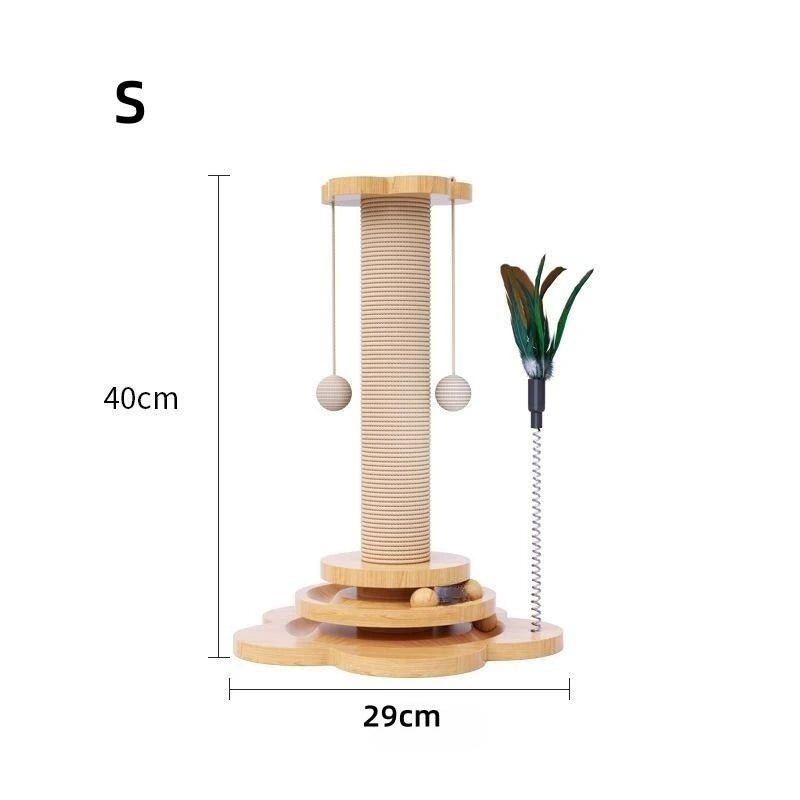 Griffoir chat Stabo en bois et sisal avec jouets