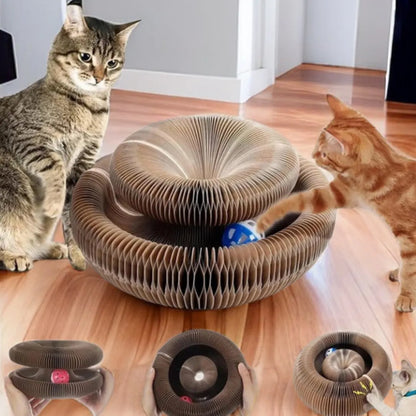 Griffoir chat multi-niveaux stable en carton ondulé avec jouet