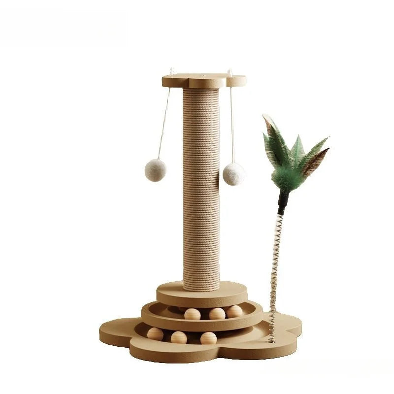 Griffoir pour chat Protect en bois et sisal avec jouets
