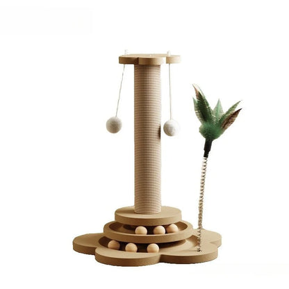 Griffoir pour chat Protect en bois et sisal avec jouets