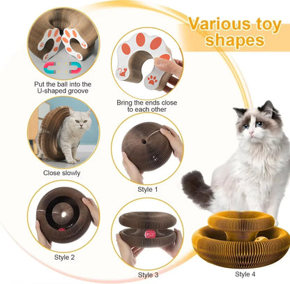 Griffoir chat multi-niveaux stable en carton ondulé avec jouet