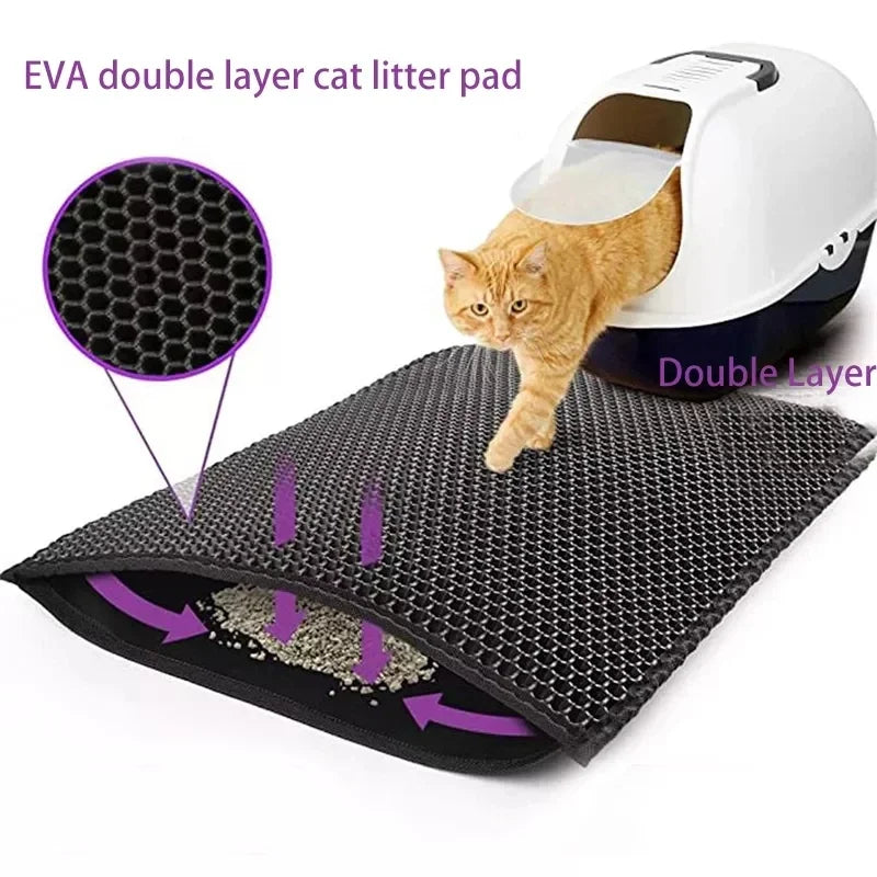 Tapis de litière pour chat CapteLit anti-grains à double couche
