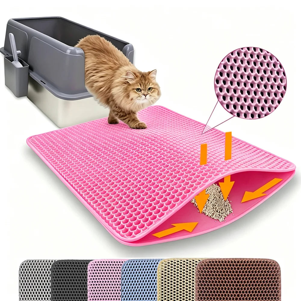 Tapis de litière pour chat anti-dispersion à double couche