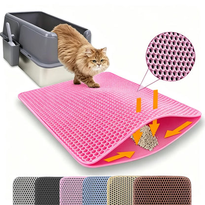 Tapis de litière pour chat anti-dispersion à double couche