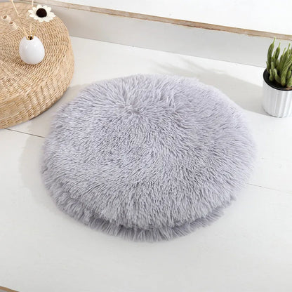 Tapis rond pour chat en peluche doux et moelleux