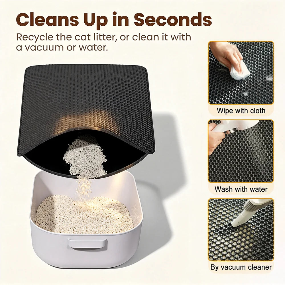 Tapis de litière pour chat anti-dispersion à double couche