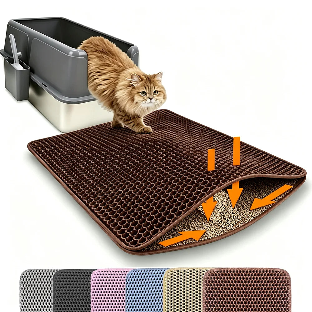 Tapis de litière pour chat anti-dispersion à double couche