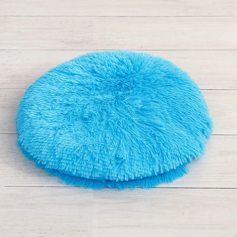 Tapis rond pour chat en peluche doux et moelleux