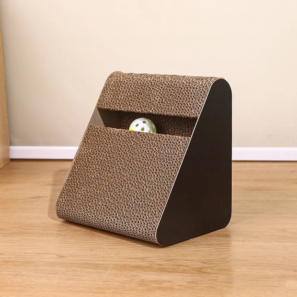 Griffoir chat ergonomique en carton avec jouets intégrés