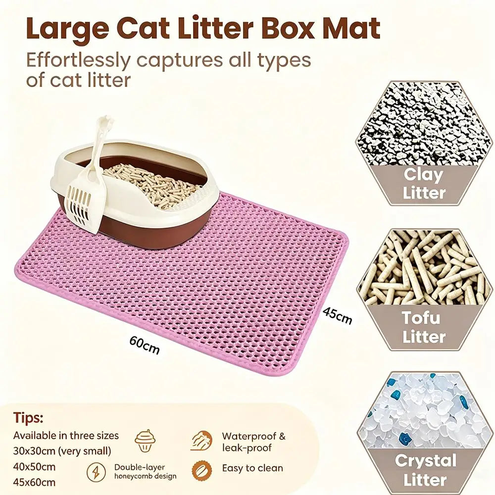 Tapis de litière pour chat anti-dispersion à double couche