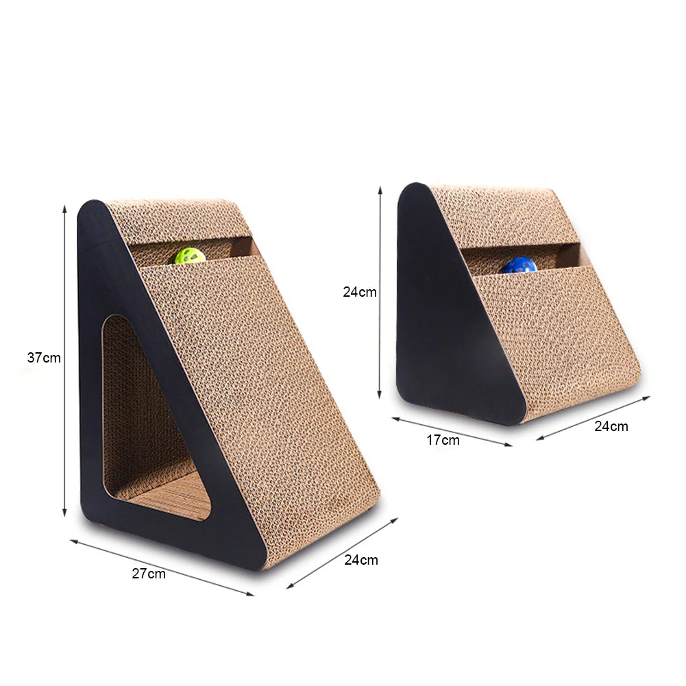Griffoir chat ergonomique en carton avec jouets intégrés