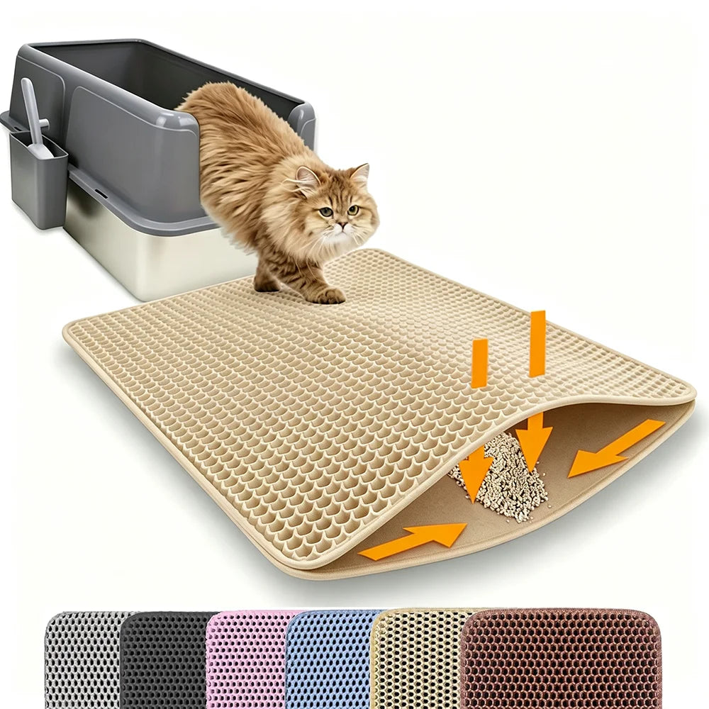 Tapis de litière pour chat anti-dispersion à double couche