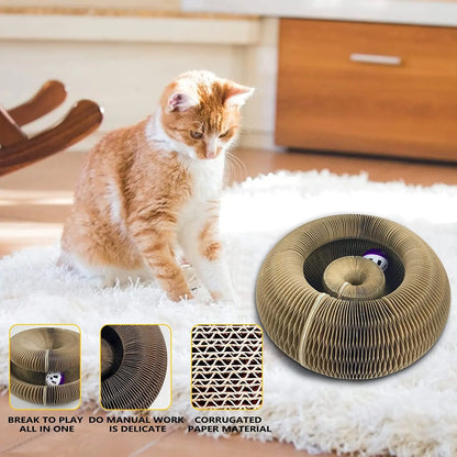 Griffoir chat multi-niveaux stable en carton ondulé avec jouet