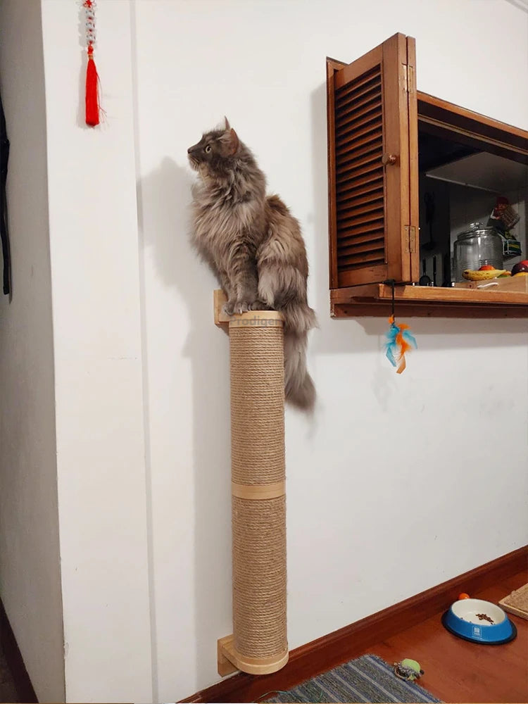 Griffoir chat mural en sisal et bois pour protéger les meubles