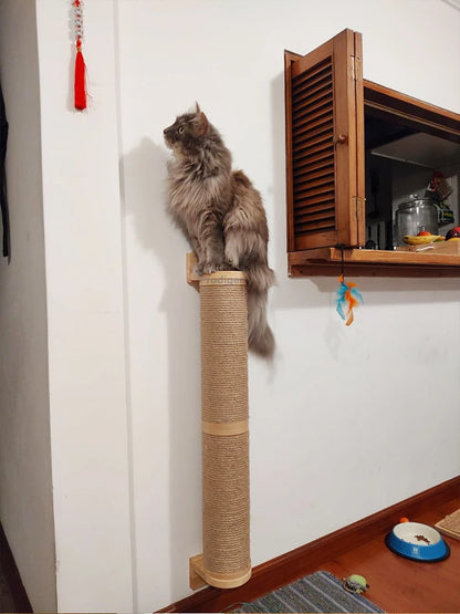 Griffoir chat mural en sisal et bois pour protéger les meubles