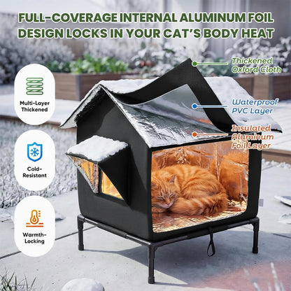 Niche isotherme pour chat extérieur résistante aux intempéries