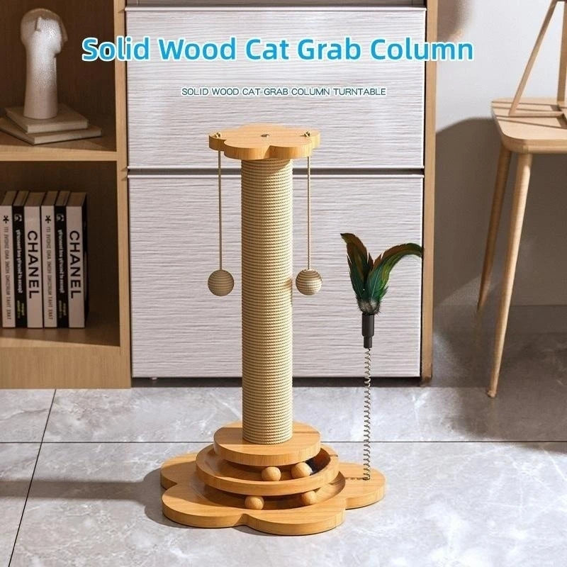 Griffoir chat Stabo en bois et sisal avec jouets
