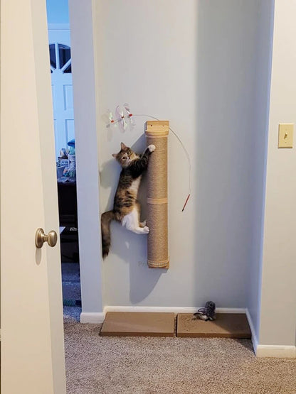 Griffoir chat mural en sisal et bois pour protéger les meubles