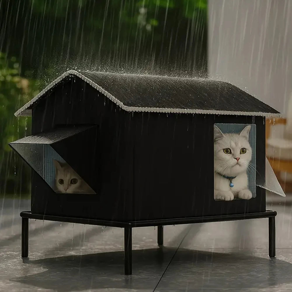 Niche isotherme pour chat extérieur résistante aux intempéries