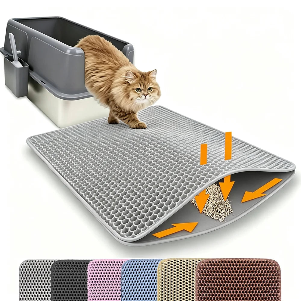 Tapis de litière pour chat anti-dispersion à double couche