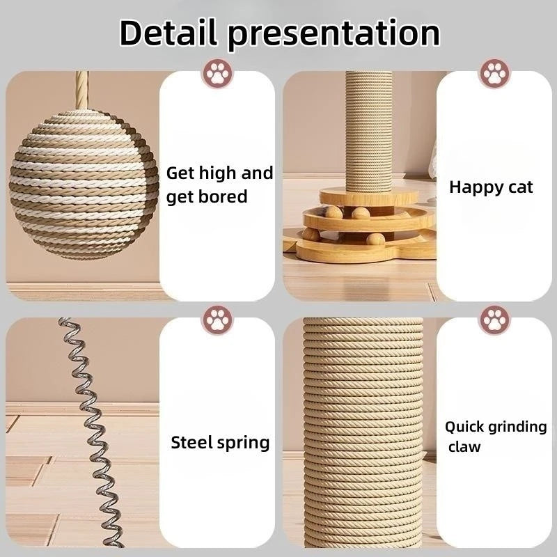 Griffoir chat Stabo en bois et sisal avec jouets