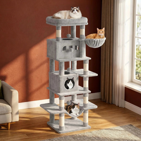 Arbre à Chat XXL | Stabilité Renforcée - Le Bonheur du Chat