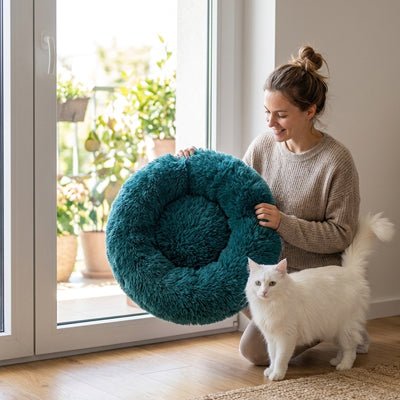 Coussin donut pour chat ultra-confortable vue d'ensemble