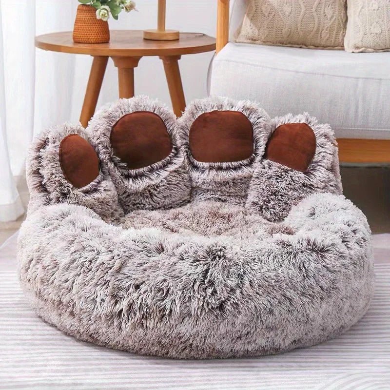 Coussin patte d'ours pour chat vue d'ensemble Gris