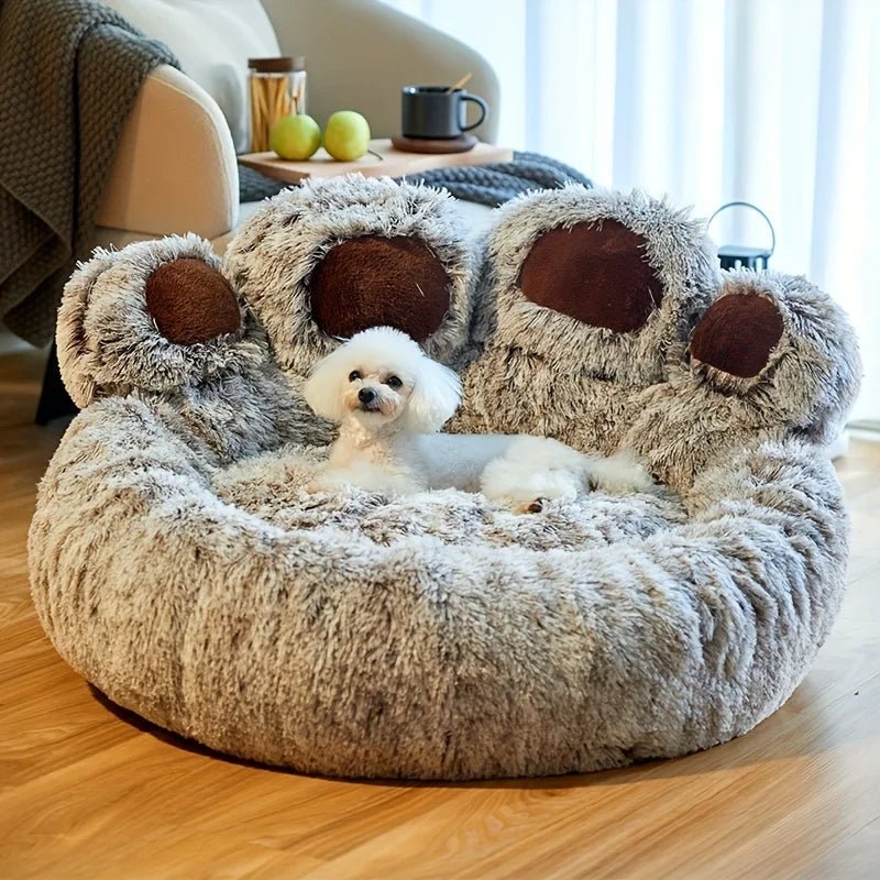 Coussin patte d'ours pour chat vue d'ensemble Gris