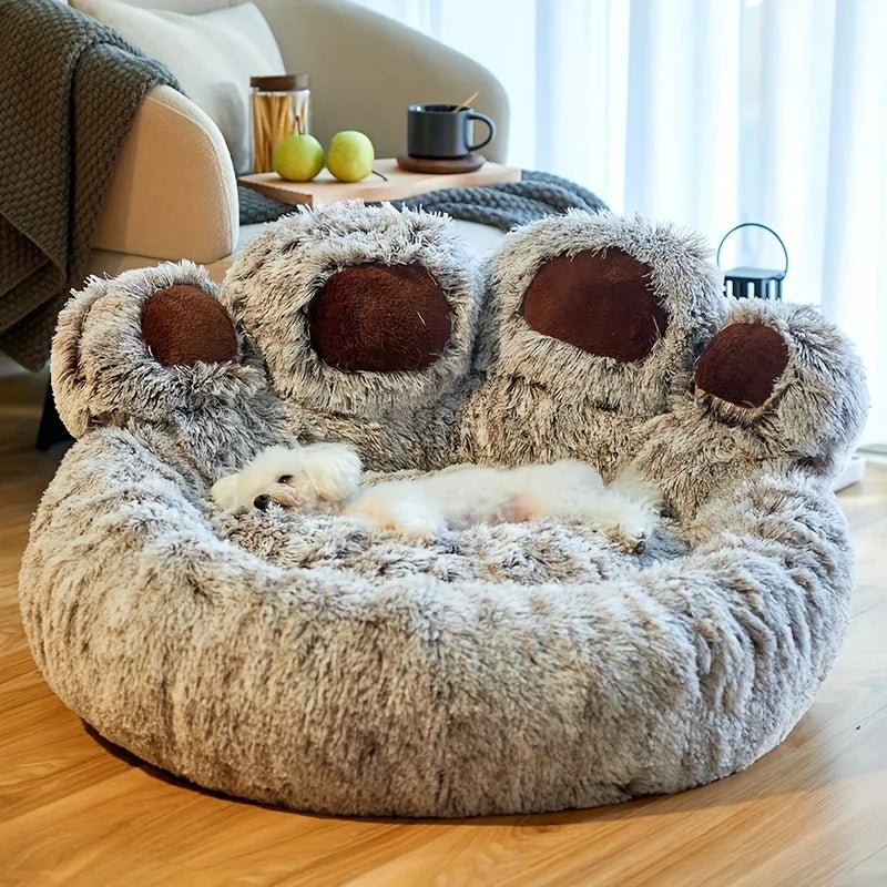 Coussin patte d'ours pour chat vue d'ensemble Gris
