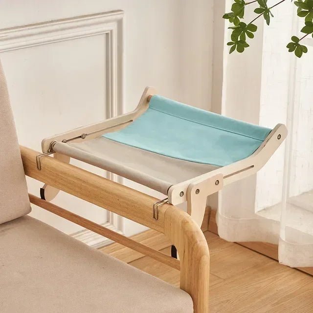 Hamac bois pour chat vue d'ensemble Bleu & Gris