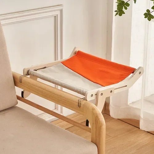 Hamac bois pour chat vue d'ensemble Orange & Gris