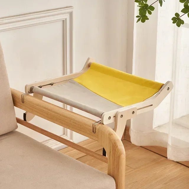Hamac bois pour chat vue d'ensemble Jaune